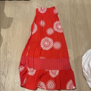Roxy Vibrant Red and White Floral Maxi Dress